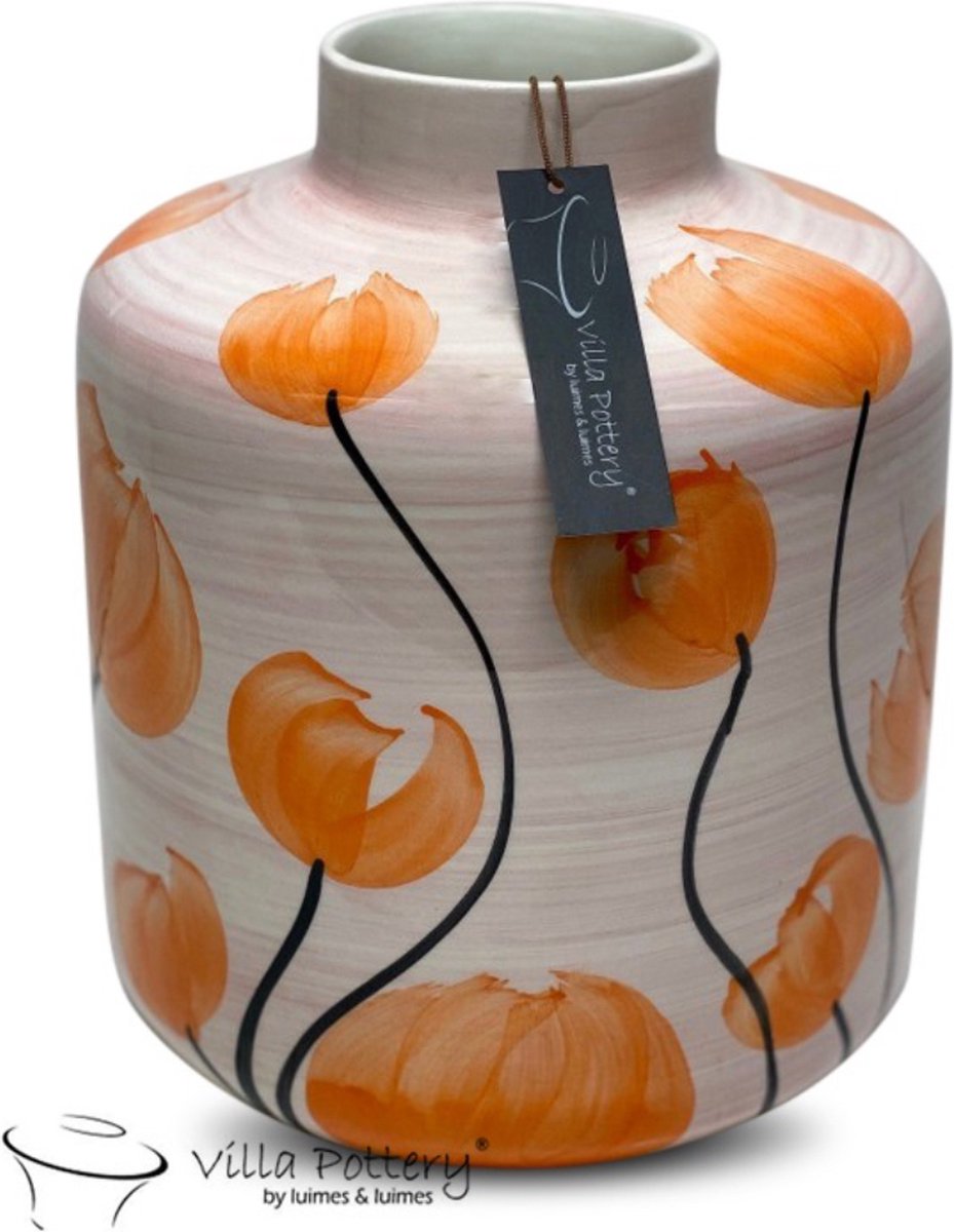 Irishflowers Vaas - Villa Pottery - Decoratie - Voorjaarscollectie - Keramiek - Bloemenvaas - Francis 2 Pink/Orange Roze