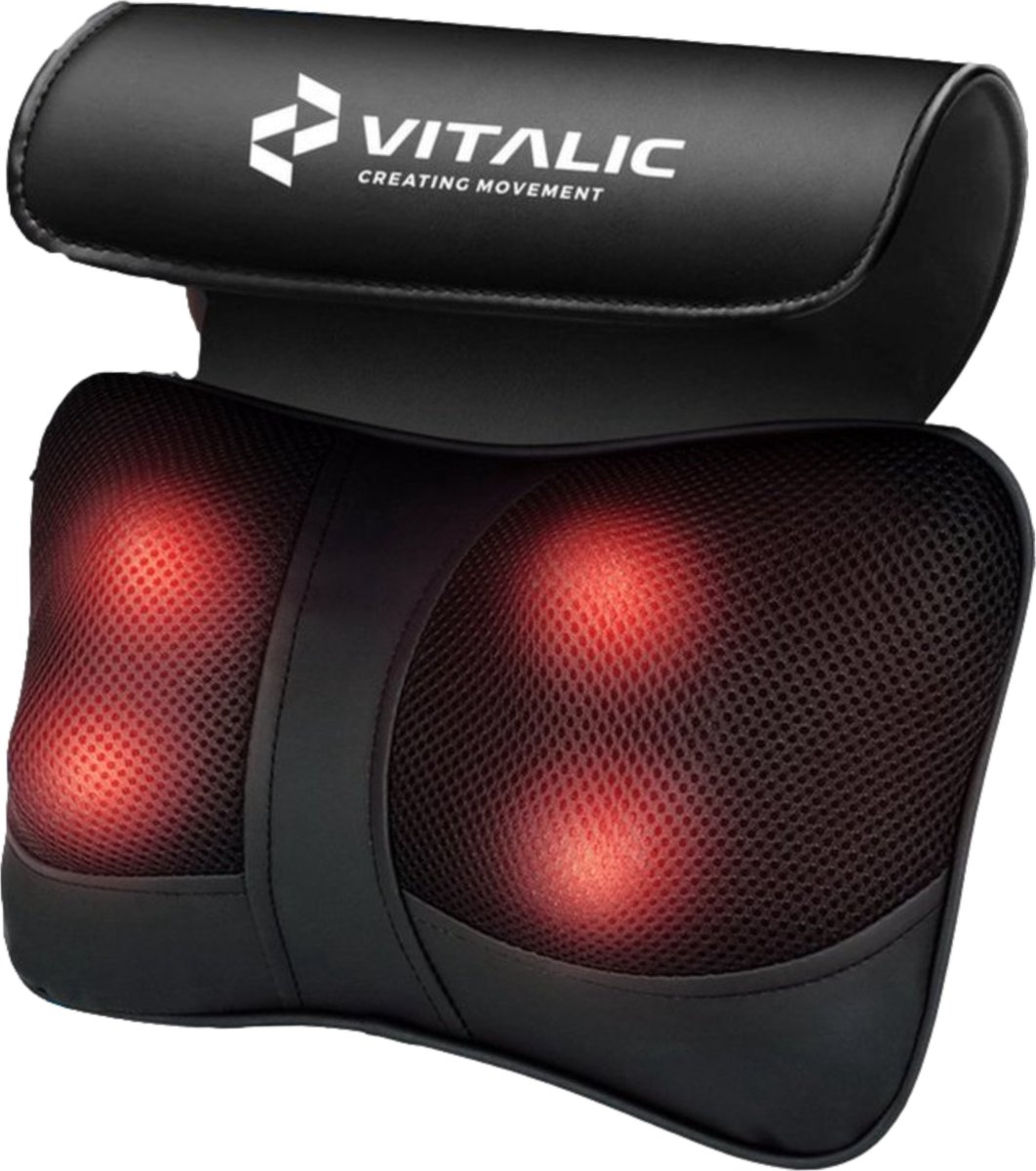 Premium Shiatsu Massagekussen voor Nek & Rug met 4 weken durend trainingsschema - Massageapparaten - Nekmassage apparaat - Nekstretcher - Backstretcher - Rugmassage - Massage apparaat pillow | Vitalic