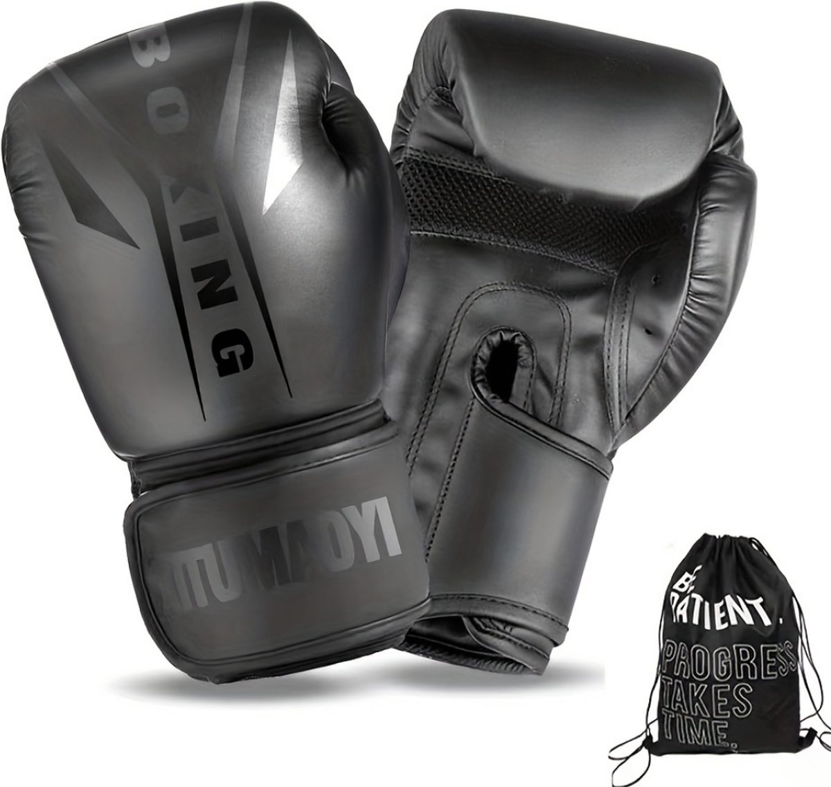 Nivard Bokshandschoenen - Kickboks Handschoenen - Boxing Gloves Set - Vecht Handschoenen - Heren - Dames - Zwart - 12 oz