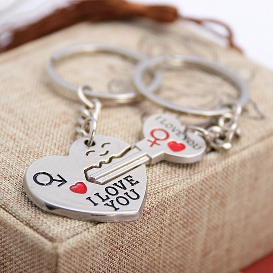TRIXES Sleutelhanger met liefdesmotieven, cadeau voor Valentijnsdag, voor mannen en vrouwen, romantisch