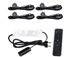 TrueLED Compact Gray - Inbouw LED Spot Dimbaar voor Overkapping - IP65 Verlichting voor Veranda - Complete set van 4 LED Spots