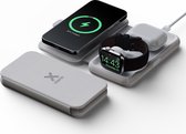 Xtorm 3 in 1 Draadloze Oplader iPhone - 15W Wireless Charger - Opvouwbaar Design - Geschikt voor o.a. iPhone, Airpods en Apple Watch - Grijs