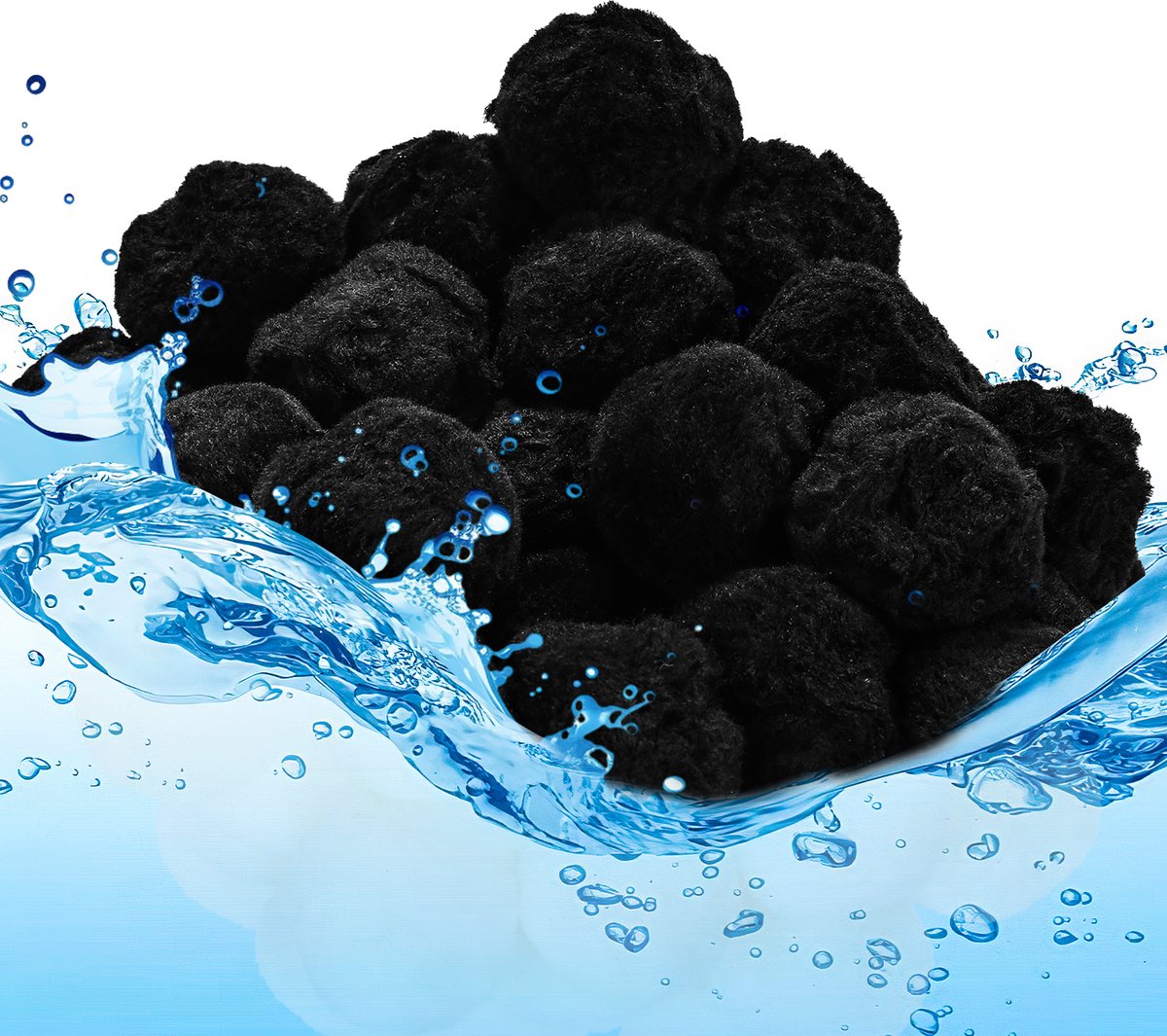 2100g Filterballen Wasbare filterballen voor zwembad, filterpomp - zwart