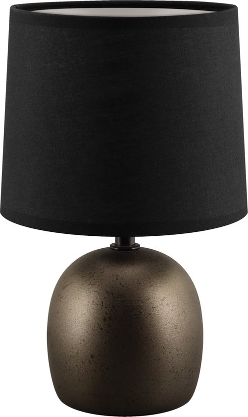 ATENA - Tafellamp - Nachtlamp - textiel Zwart - E14 Fitting