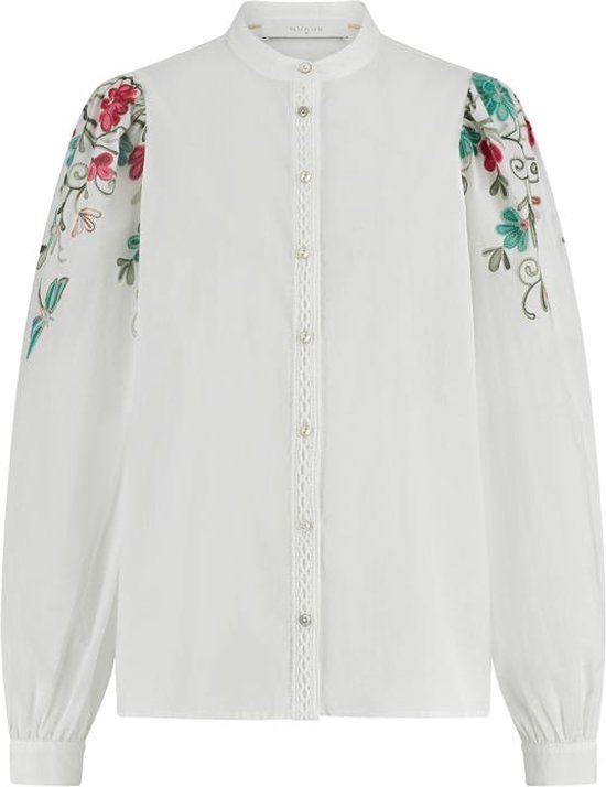 NUKUS Brenda Blouse Embroidery Dames - Jurken - Kleedje - Gebroken wit