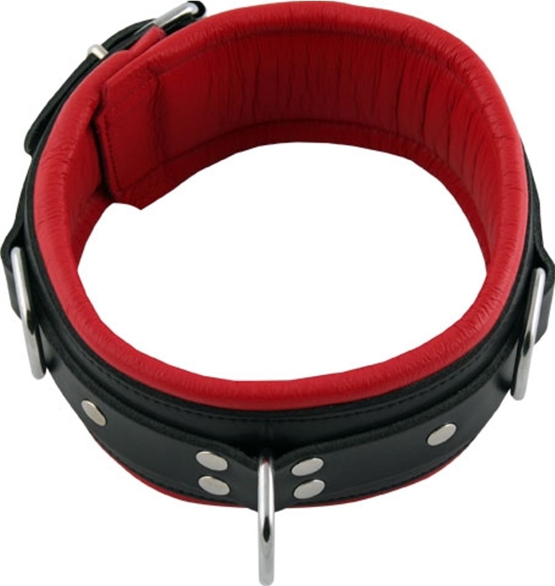 Leren Slavenhalsband Zwart/Rood - 7.50cm