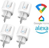 PuroTech Smart Plug - 4 pièces - Smart Plug - Incl. Minuterie et compteur d'énergie - Pack économique - Convient pour Alexa / Google Home - Compteur de consommation - Coûts énergétiques