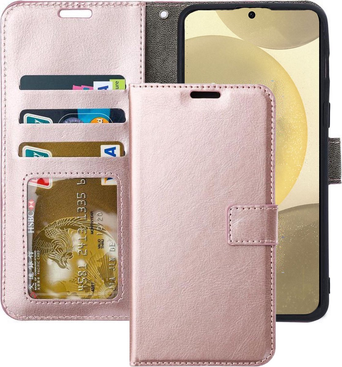 Portemonnee Book Case Hoesje Geschikt voor: Samsung Galaxy S24 - Rosegoud