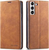 Bookcase de Luxe en cuir PU adaptée au Samsung Galaxy S24 | Étui en cuir de haute qualité | Étui pour téléphone | Porte-monnaie | Marron