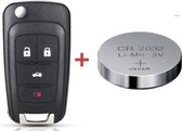 Opel sleutel 4 knoppen klapsleutel HU100 + Batterij CR2032 -sleutel-sleutelbehuizing- geschikt voor Opel Astra / Corsa / Zafira / Insignia / Adam / Cascada
