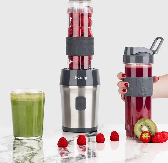 Bouteille à Smoothie FTSMTK 570 Ml - Sans BPA, Résiste à 60°C, Compatible Mini Blender (idéale Sport, Soupes)