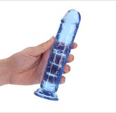 Straight Realistic Dildo Suction Cup - 7'' / 18 - Blue