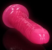 Shots - RealRock REA144GLOPNK1 - Slim Dildo Suction Cup - GitD - 9'' / 22,5 cm - Neon Pink