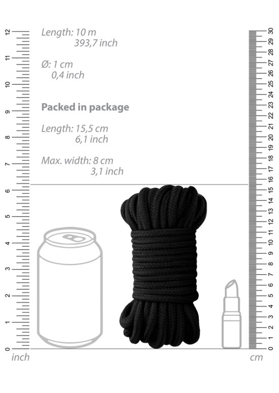 Thick Bondage Rope - 10 meter - Black