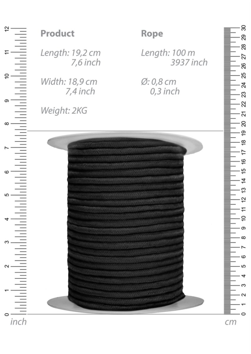 Goedkoopste Bondage Touw 100 Meter - Zwart