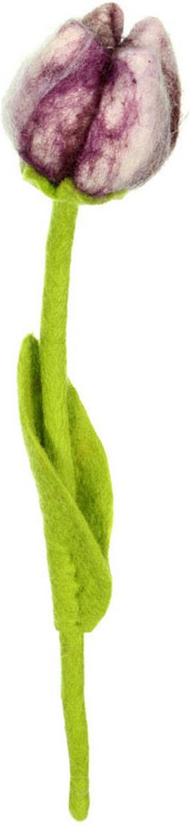 Bloem Vilt - Tulp Pipa Paars/Wit - 40cm - Fairtrade Sjaalmetverhaal