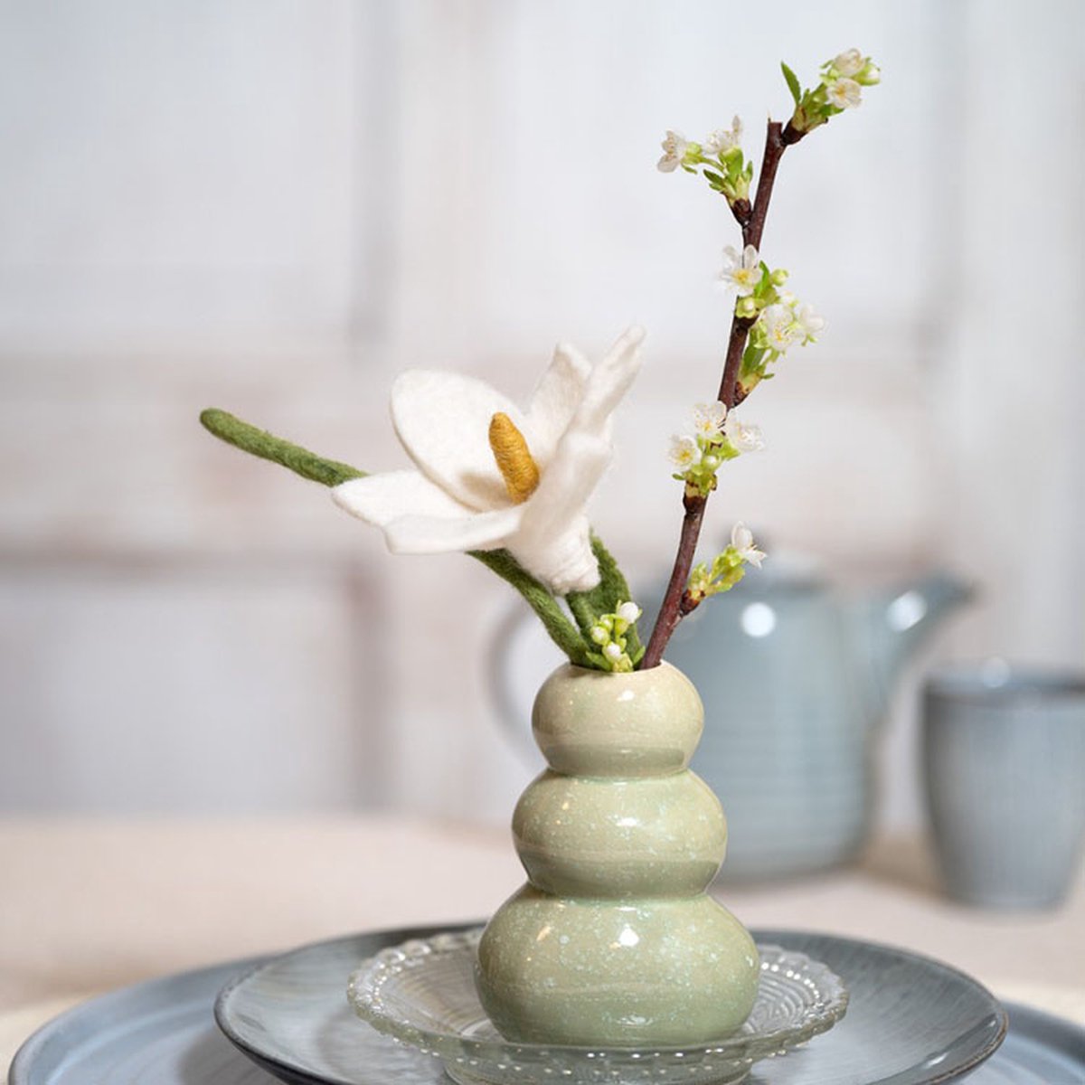 Bloem Vilt - Krokus Wit - 25cm - Fairtrade Sjaalmetverhaal