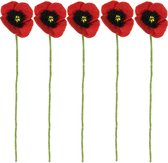 Bloemen Vilt - Klaprozen Rood Poppy - Set 5 stuks - 40cm - Fairtrade Sjaalmetverhaal