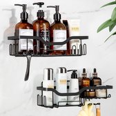 Étagère De Douche Sans Perçage CHEPULA - Lot De 3, Acier Inoxydable Noir, Support Jusqu'à 15 Kg, Adhésif Puissant