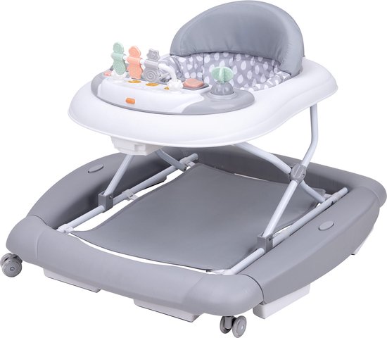 Product: Topmark Jean - loopstoel - Inklapbare Babywalker - Schommelfunctie - Duwfuntie - incl. speelblad - Grijs, van het merk Topmark