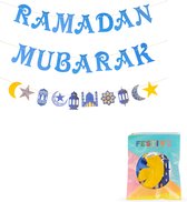 Festivz Ramadan decoratie - Ramadan Mubarak Slinger - Ramadan Feestdecoratie - Ramadan Decoratie - Blauw