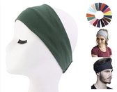 Cabantis Premium Sport Haarband - Hoofddeksel - Yoga - Haarband Heren - Haarband Dames - Stretch - Donkergroen