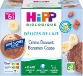 HiPP Délices de Lait Dessert Bananen Cacao van 6 Maanden Biologisch 4 Potten