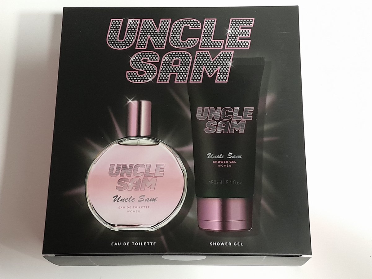Goedkoopste Uncle Sam giftset met Parfum en Shower Gel voor dames.
