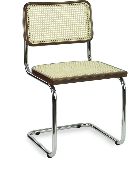 Chaise de salle à manger Workliving Bas - Rotin Design Noyer / Chrome