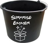 Emmer Surpise - Kotsemmer - 12 Liter - Cadeau Emmer - Bedanken - Zwarte emmer - witte sticker