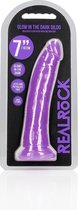 REALROCK - 7 INCH - dildo - zuignap - glow in the dark - ribbels - paars