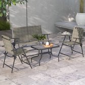 4-delige tuinset, inklapbare zitgroep met tafel en stoelen, balkonmeubelset, bistroset voor terras, metaal, bruin