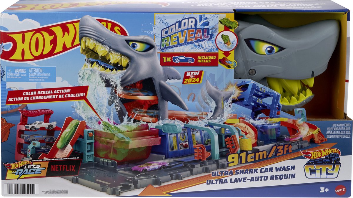 Hot Wheels City Haaienaanval in de autowasserette - Met speelgoedauto met kleurverrassing — afbeelding 9