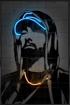 JUNIQE - Affiche encadrée Eminem -60x90 / Blauw & Grijs