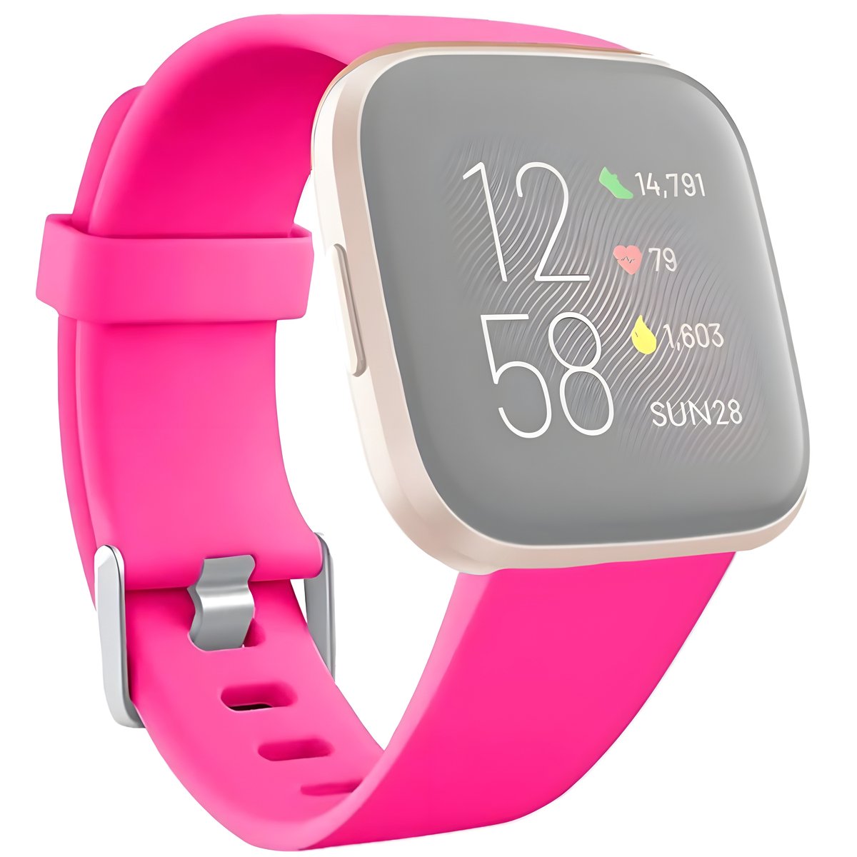 Smartwatch band geschikt voor Fitbit Versa Lite - Versa - Versa 2 - horloge bandje - Fluor rose - Small