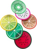 Sous-verres pour tasses et verres - Motifs de fruits colorés - Lot de 6 pièces