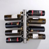 Wijnhouders - Roestvrijstaal - Wijnrek - Gemonteerd Flessenwijn Stand - Plank Muur Bar Voor Drankjes - Wijnrek Muur - 8 Flessen