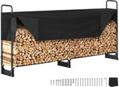 brandhoutrek metaal 259x36x117cm brandhoutrek stalen frame gepoedercoat brandhout onderdak 300kg met waterdichte hoes stapelhulp houten onderdak voor veranda tuin terras tuin