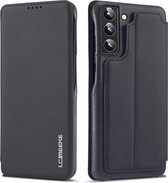 Coque de téléphone de Luxe adaptée au Samsung Galaxy S24 | Bookcase en cuir de haute qualité | Apparence Luxe | Étui à rabat | Porte-monnaie | Noir