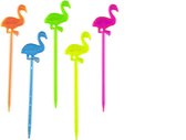 Jumada's - 50 stuks \ Flamingo Cocktailprikkers \ Multicolour \ kaas prikkers - Worst stokjes - Knakworst houders - Tropische decoratie versiering eten en snacks