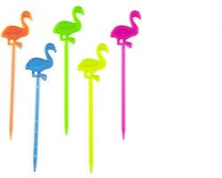 Jumada's - 50 stuks \ Flamingo Cocktailprikkers \ Multicolour \ kaas prikkers - Worst stokjes - Knakworst houders - Tropische decoratie versiering eten en snacks
