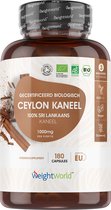 WeightWorld Biologisch Ceylon Kaneel - 180 kaneel capsules met 1000 mg puur kaneel poeder per portie - Vegan