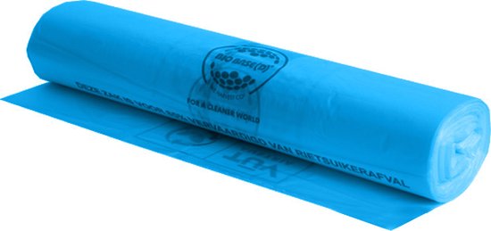 Biobased afvalzakken 120 liter blauw 70x110cm T70 LDPE | Doos 200 stuks