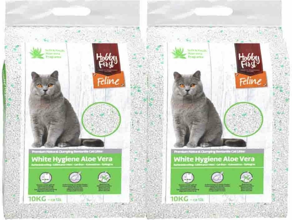 2x HobbyFirst Feline White Hygiëne Aloe Vera 12 liter
