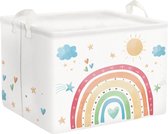 Regenboogwolk witte opbergmand voor kinderen, speelgoedkleding, rechthoekig, opbergdoos voor babyslaapkamer, speelkamer, wasruimte, 40 x 30 x 30 cm
