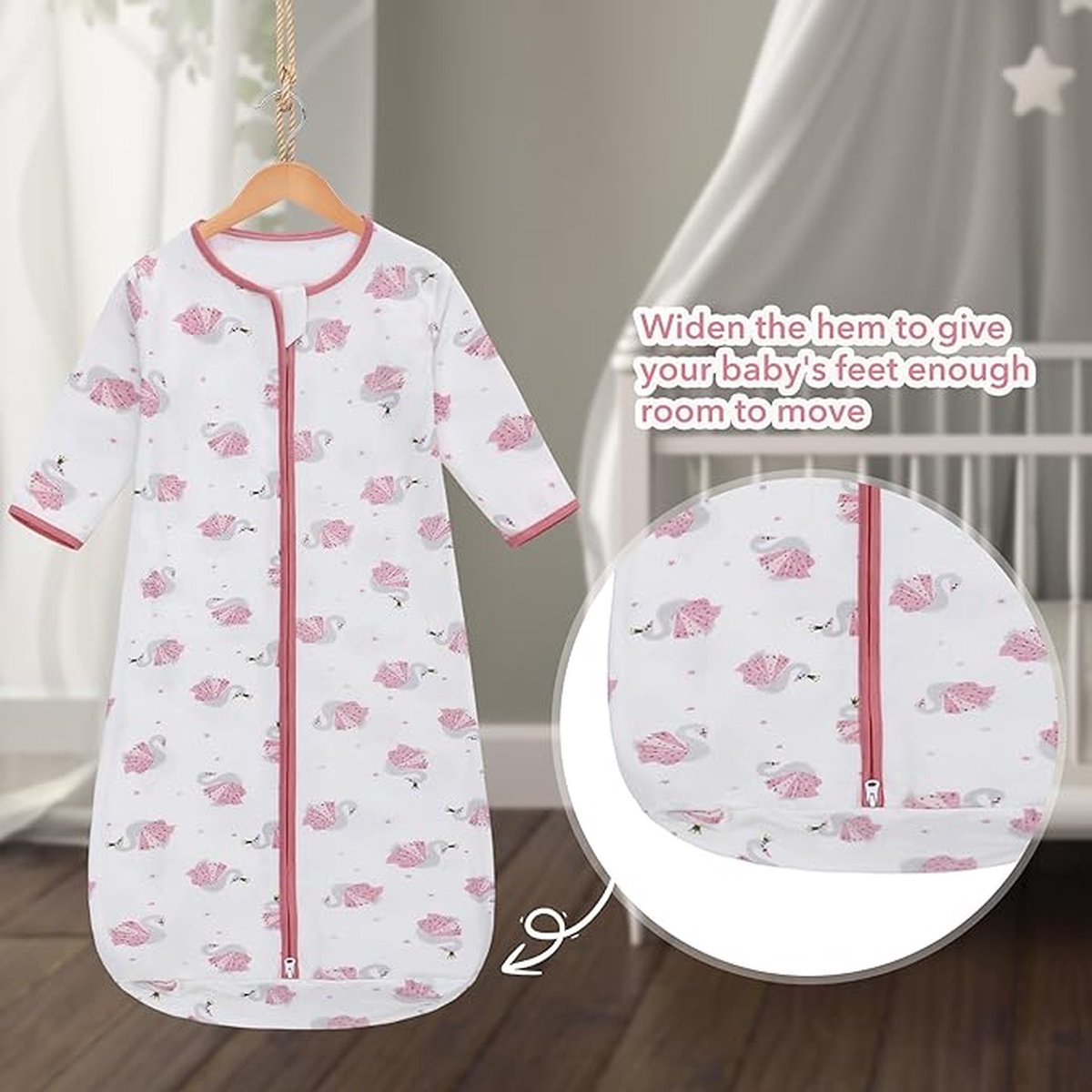 Image of ademend 100% katoen mousseline zachte inbakerdeken | Unisex slaapzak voor babymeisjes en jongens 6-18M (Length 80cm)