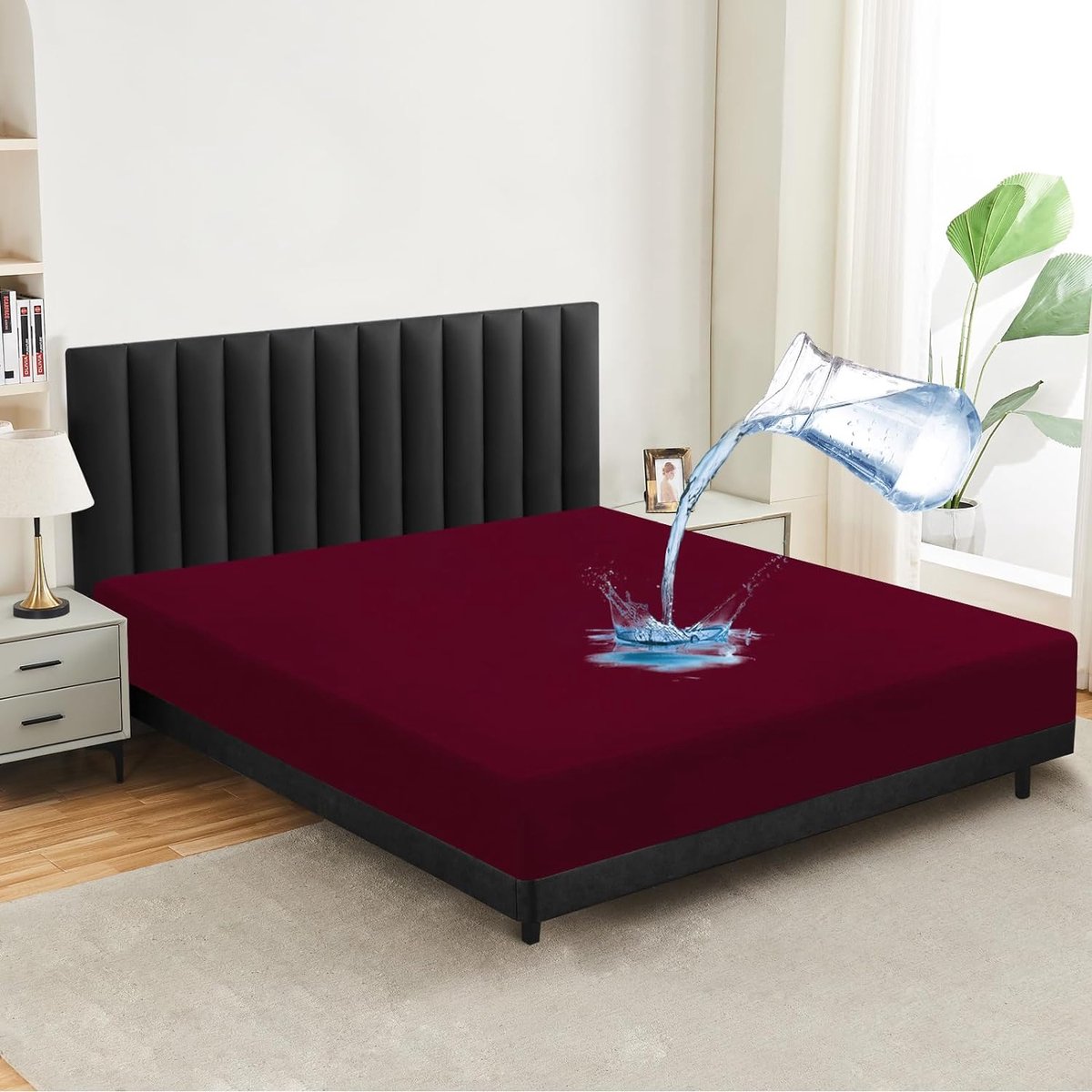 Waterdichte Matrasbeschermer - Matrasovertrek Bedlaken - Matras Beschermen - Ademend Hoeslaken - 200x200 cm - Rood