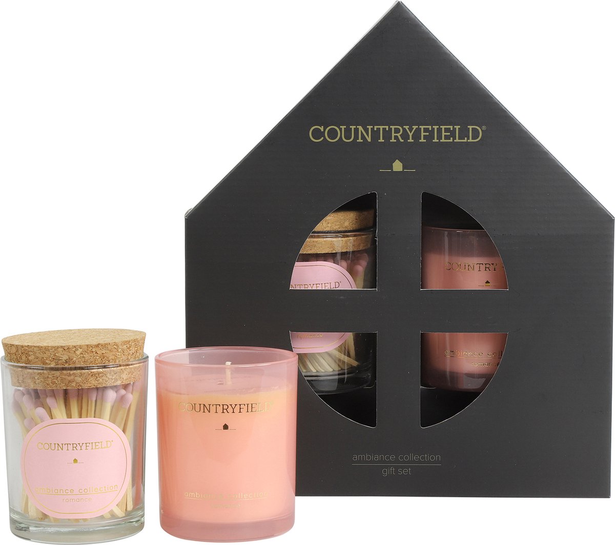 Countryfield Giftset (geurkaars & lucifers) Romance Veelkleurig