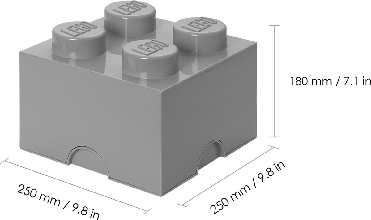 Room Copenhagen LEGO Storage Brick 4 Grijs - stapelbare opbergdoos thumbnail 4