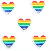 LGBTQ Hartje Strijk Embleem - Regenboog Hartje Patch- LGBTQ+ - Set van 5 Stuks - Patches - Strijkembleem - Stof- en strijkapplicatie - Rainbow Patch - Versiering voor op Kleding - Leuk Cadeau